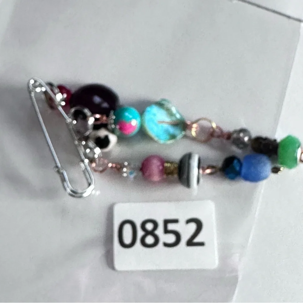 Brooch Pin Hand Crafted | Glass Beaded Artisan Multicolor Wire-Wrapped OOAK